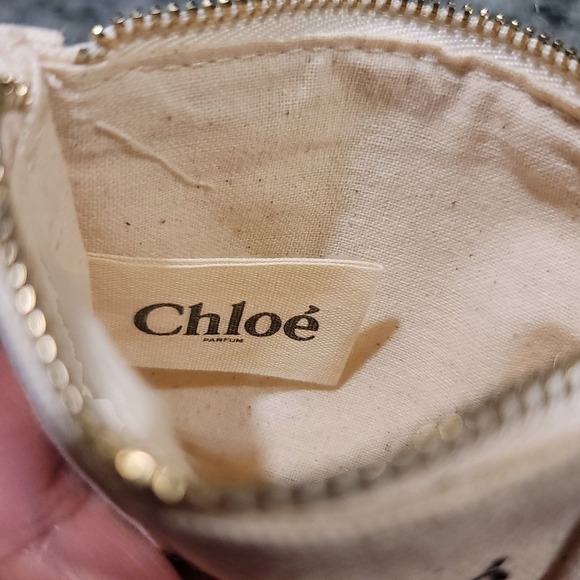 Chloé Parfum Cream‎ Canvas Zippered Pouch Bag Cosmetic Bag Travel - Picture 4 of 6